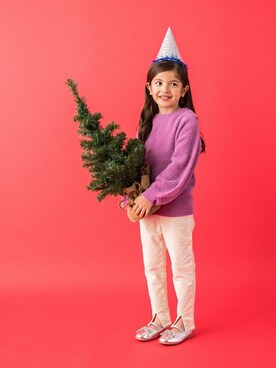 「petit main（プティマイン）のアイテム（バレエシューズ）」を使った、petit　main・b-roomさん（キッズ・114cm）の冬コーディネート