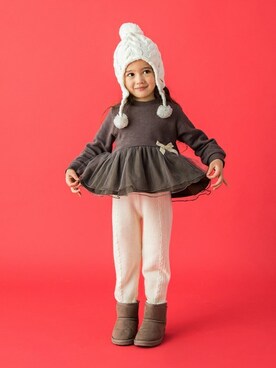 「petit main（プティマイン）のアイテム（ブーツ）」を使った、petit　main・b-roomさん（キッズ・96cm）の冬コーディネート