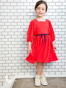 「b・ROOM（ビールーム）のアイテム（ワンピース）」を使った、petit　main・b-roomさん（キッズ・108cm）の冬コーディネート