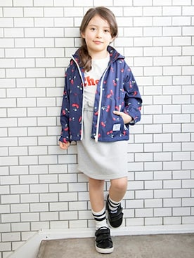 「petit main」｜「アイテム（マウンテンパーカー）」を使った、petit　main・b-roomさん（キッズ・114cm）の冬コーディネート