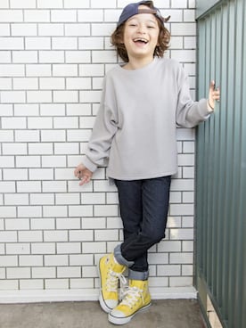 「b・ROOM（ビールーム）のアイテム（帽子）」を使った、petit　main・b-roomさん（キッズ・109cm）の冬コーディネート