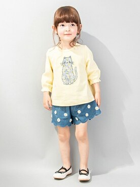 「petit main（プティマイン）のアイテム（バレエシューズ）」を使った、petit　main・b-roomさん（キッズ・93cm）の冬コーディネート