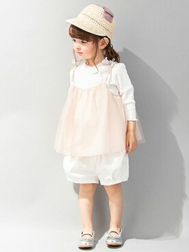 「petit main（プティマイン）のアイテム（バレエシューズ）」を使った、petit　main・b-roomさん（キッズ・93cm）の冬コーディネート