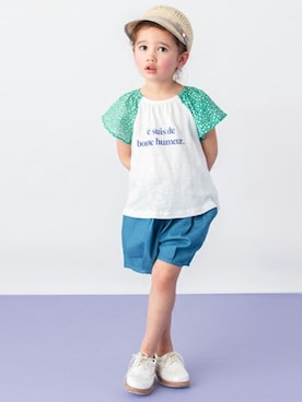 「袖レース」｜petit　main・b-roomさん（キッズ・96cm）の春コーディネート