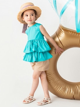 「petit main（プティマイン）のアイテム（帽子）」を使った、petit　main・b-roomさん（キッズ・96cm）の春コーディネート