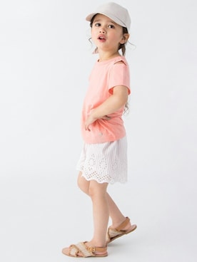 「スカラップ」｜「アイテム（キャップ）」を使った、petit　main・b-roomさん（キッズ・106cm）の夏コーディネート