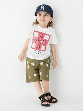 「petit main（プティマイン）のアイテム（帽子）」を使った、petit　main・b-roomさん（キッズ・90cm）の夏コーディネート