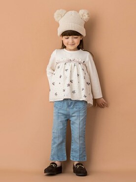 「petit main（プティマイン）のアイテム（ローファー）」を使った、petit　main・b-roomさん（キッズ・96cm）の夏コーディネート