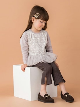 「petit main（プティマイン）のアイテム（ローファー）」を使った、petit　main・b-roomさん（キッズ・96cm）の夏コーディネート