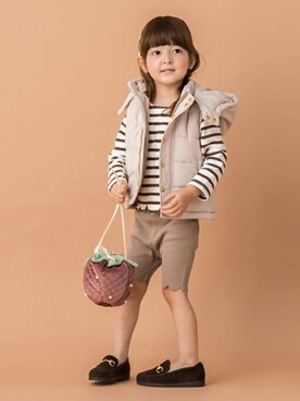 「petit main（プティマイン）のアイテム（ローファー）」を使った、petit　main・b-roomさん（キッズ・96cm）の夏コーディネート