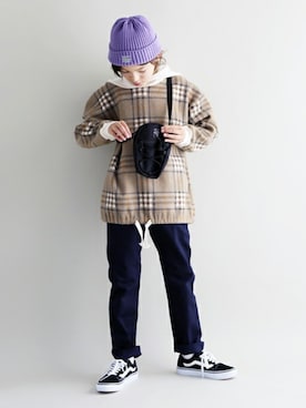 「b・ROOM（ビールーム）のアイテム（帽子）」を使った、petit　main・b-roomさん（キッズ・141cm）の秋コーディネート