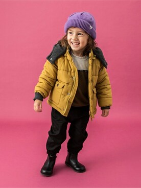 「petit main（プティマイン）のアイテム（ダウンジャケット/コート）」を使った、petit　main・b-roomさん（キッズ・90cm）の秋コーディネート
