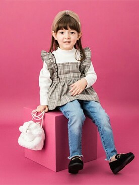 「petit main（プティマイン）のアイテム（ローファー）」を使った、petit　main・b-roomさん（キッズ・96cm）の秋コーディネート