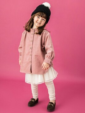 「petit main（プティマイン）のアイテム（ニットキャップ/ビーニー）」を使った、petit　main・b-roomさん（キッズ・96cm）の秋コーディネート