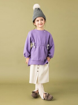 「petit main（プティマイン）のアイテム（モカシン/デッキシューズ）」を使った、petit　main・b-roomさん（キッズ・108cm）の秋コーディネート