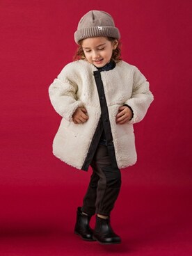 「petit main（プティマイン）のアイテム（ブーツ）」を使った、petit　main・b-roomさん（キッズ・96cm）の冬コーディネート