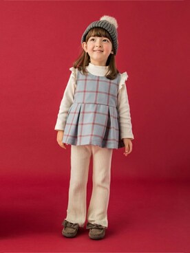 「petit main（プティマイン）のアイテム（モカシン/デッキシューズ）」を使った、petit　main・b-roomさん（キッズ・100cm）の冬コーディネート