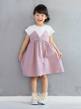 「b・ROOM（ビールーム）のアイテム（ワンピース）」を使った、petit　main・b-roomさん（キッズ・104cm）の夏コーディネート