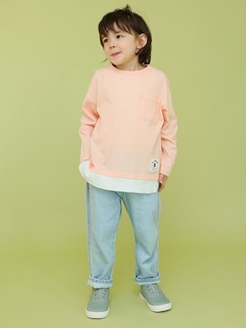 「アイテム（スリッポン、グリーン系）」を使った、petit　main・b-roomさん（キッズ・107cm）の冬コーディネート