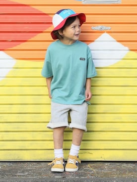 「b・ROOM（ビールーム）のアイテム（帽子）」を使った、petit　main・b-roomさん（キッズ・107cm）の春コーディネート