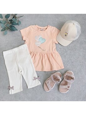 「petit main（プティマイン）のアイテム（キャップ）」を使った、petit　main・b-roomさん（キッズ・100cm）の夏コーディネート
