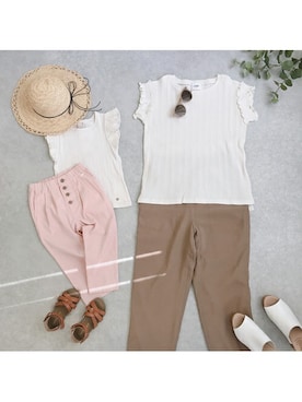 「petit main LIEN（プティマインリアン）のアイテム」を使った、petit　main・b-roomさん（キッズ・100cm）の夏コーディネート