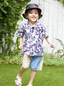 「petit main（プティマイン）のアイテム（トップス）」を使った、petit　main・b-roomさん（キッズ・100cm）の夏コーディネート