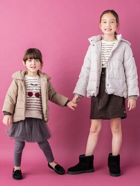 「アイテム（モカシン/デッキシューズ）」を使った、petit　main・b-roomさん（キッズ・105cm）の秋コーディネート
