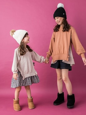 「petit main（プティマイン）のアイテム（ブーツ）」を使った、petit　main・b-roomさん（キッズ・105cm）の秋コーディネート