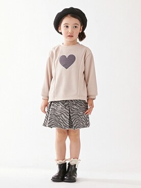 「petit main（プティマイン）のアイテム（ハンチング/ベレー帽）」を使った、petit　main・b-roomさん（キッズ・106cm）の冬コーディネート