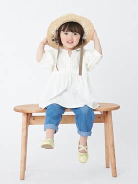 「petit main（プティマイン）のアイテム（バレエシューズ）」を使った、petit　main・b-roomさん（キッズ・84cm）の春コーディネート