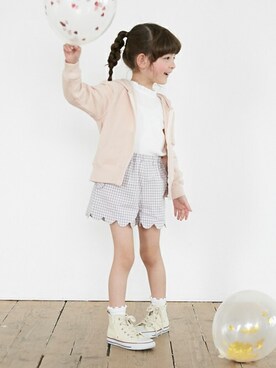 「petit main（プティマイン）のアイテム（パーカー）」を使った、petit　main・b-roomさん（キッズ・107cm）の春コーディネート