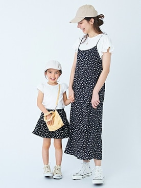 「petit main（プティマイン）のアイテム（キャップ）」を使った、petit　main・b-roomさん（キッズ・107cm）の春コーディネート