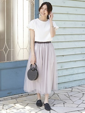 「petit main LIEN（プティマインリアン）のアイテム」を使った、petit　main・b-roomさん（レディース・163cm）の春コーディネート