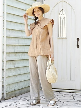 「petit main LIEN（プティマインリアン）のアイテム」を使った、petit　main・b-roomさん（レディース・163cm）の春コーディネート