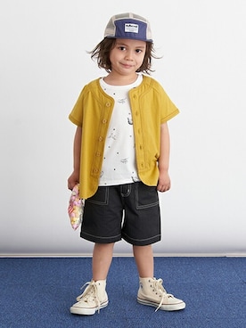 「b・ROOM（ビールーム）のアイテム（帽子）」を使った、petit　main・b-roomさん（キッズ・105cm）の春コーディネート