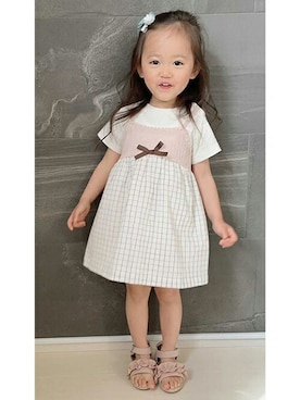 「petit main（プティマイン）のアイテム（バレッタ/ヘアクリップ）」を使った、petit　main・b-roomさん（キッズ・95cm）の春コーディネート