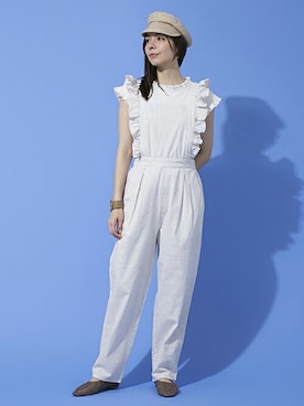 「レディース」｜「アイテム（オールインワン・サロペット）」を使った、petit　main・b-roomさん（レディース・163cm）の春コーディネート