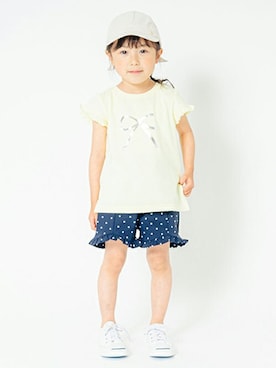 「petit main（プティマイン）のアイテム（キャップ）」を使った、petit　main・b-roomさん（キッズ・95cm）の夏コーディネート