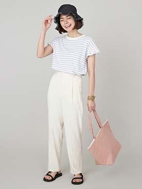 「petit main LIEN（プティマインリアン）のアイテム」を使った、petit　main・b-roomさん（レディース・163cm）の夏コーディネート