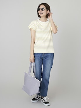 「petit main LIEN（プティマインリアン）のアイテム」を使った、petit　main・b-roomさん（レディース・163cm）の夏コーディネート