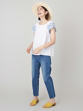 「レディース」｜「アイテム（チュニック）」を使った、petit　main・b-roomさん（レディース・163cm）の夏コーディネート