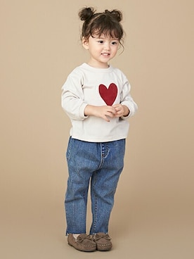 「petit main（プティマイン）のアイテム（モカシン/デッキシューズ）」を使った、petit　main・b-roomさん（キッズ・89cm）の秋コーディネート