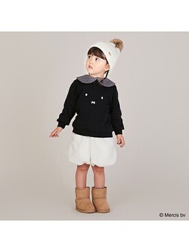 「petit main（プティマイン）のアイテム（ブーツ）」を使った、petit　main・b-roomさん（キッズ・89cm）の秋コーディネート