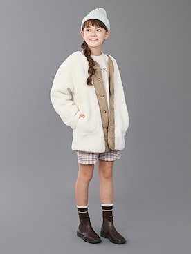 「Lycee mine（リセマイン）のアイテム」を使った、petit　main・b-roomさん（キッズ・140cm）の冬コーディネート