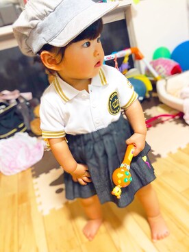 「アイテム（スカート）」を使った、Ri    mamaさん（キッズ・80cm）の冬コーディネート