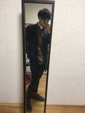 「アイテム（チェスターコート、ブルー系）」を使った、レンタさん（メンズ・172cm）の冬コーディネート