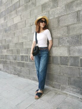 「UNIQUE（ユニーク）のアイテム（パンツ）」を使った、33さん（レディース・163cm）の夏コーディネート