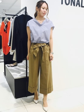 「アイテム（バングル/リストバンド）」を使った、ASAIさん（レディース・162cm）の夏コーディネート