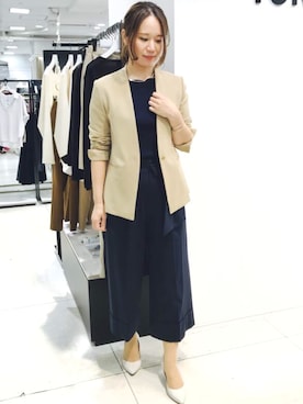 「ノーカラージャケット」｜「アイテム（アクセサリー）」を使った、ASAIさん（レディース・162cm）の夏コーディネート